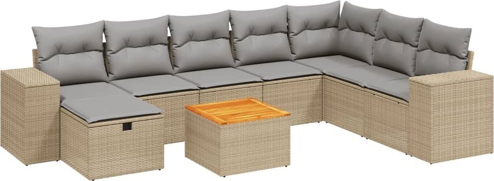 vidaXL 9-częsciowy zestaw mebli ogrodowych z poduszkami, mieszany beż