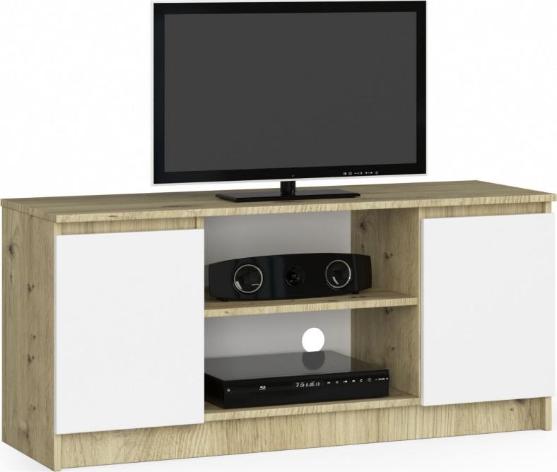 Fabryka Mebli Akord Szafka RTV 120 cm pod telewizor - dąb artisan-biała