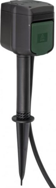Brennenstuhl Brennenstuhl Connect WiFi garden socket 2-way, with ground spike and mounting plate, socket strip (black/green, 10 meters, timer, voice c