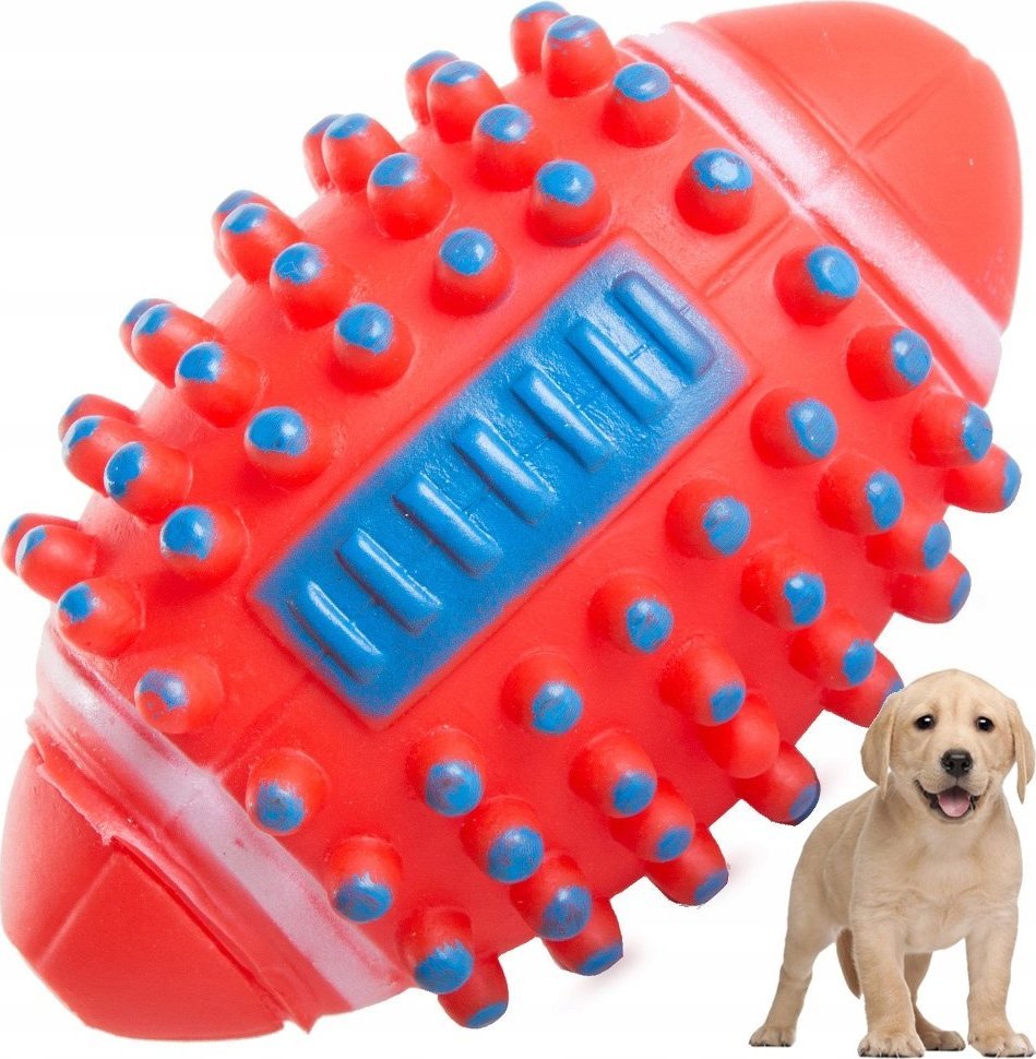 Przyjaciele ZABAWKA DLA PSA PISZCZĄCA GRYZAK GUMA PIŁKA RUGBY