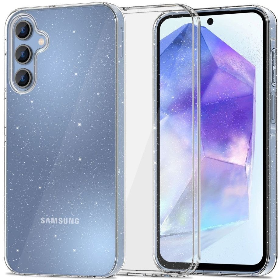 Etui brokatowe Tech-Protect Flexair do Samsung Galaxy A55 5G, przezroczyste