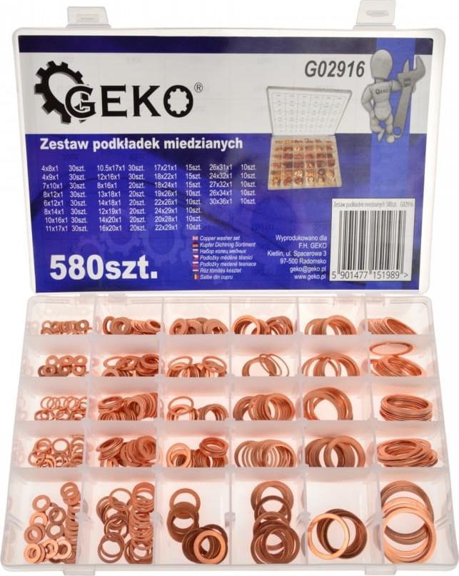 Geko ZESTAW PODKŁADEK MIEDZIANYCH 580SZT.(20) G02916 GEKO