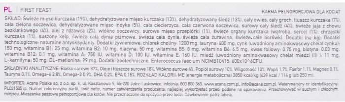 ACANA First feast cat 18kg