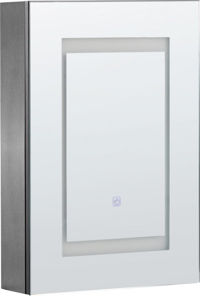 Beliani Szafka łazienkowa wisząca z lustrem LED 40 x 60 cm czarna MALASPINA