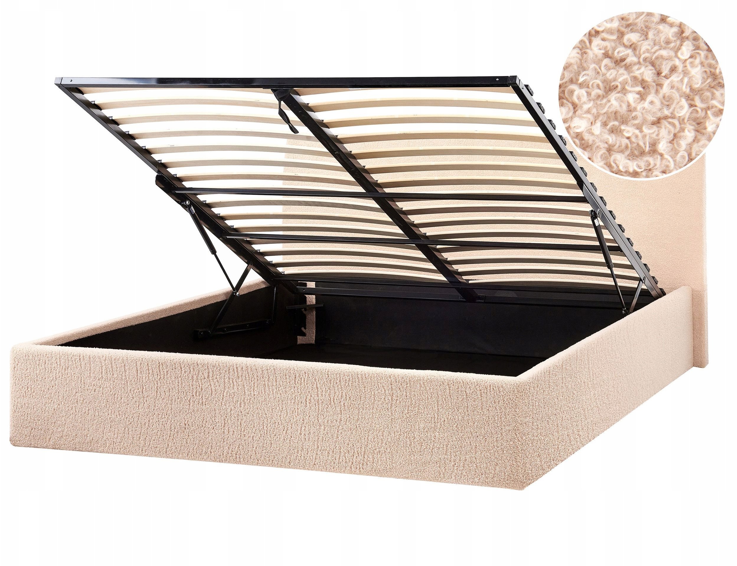 Łóżko z pojemnikiem Boucle ORBEY 140 x 200 cm Beżowy