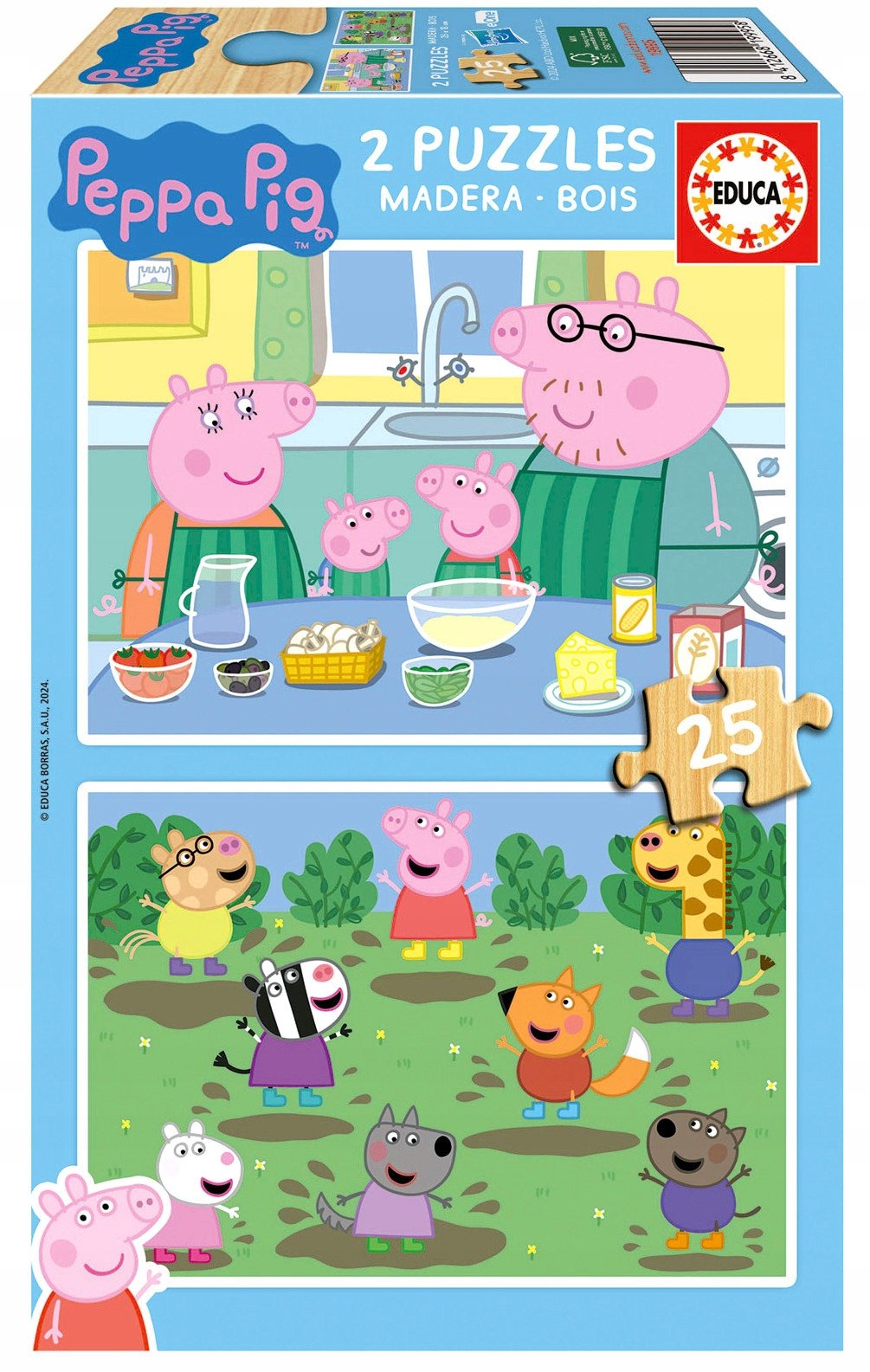 Puzzle drewniane 2x25 Świnka Peppa