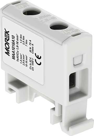 MOREK Złączka szyn. 1,5-16mm2 szara 2otwor 1P MAA1016A10 Morek 3736