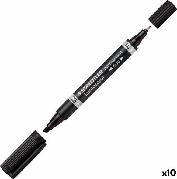 Staedtler Marker permanentny Staedtler 348 B Lumocolor Duo Czarny 10 Sztuk