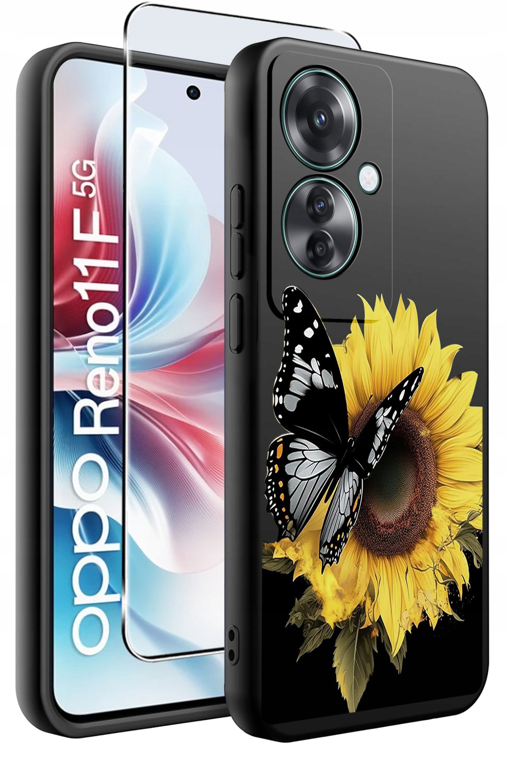 ETUI do Oppo Reno11 F 5G WZORY | SILIKONOWE MATT CASE + SZKŁO HARTOWANE 9H