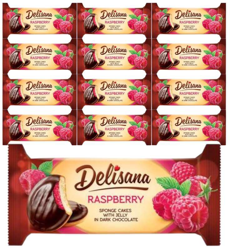 Delisana Ciastka z malinową galaretką 135g x 14 sztuk