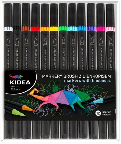 Markery z cienkopisem 2w 1