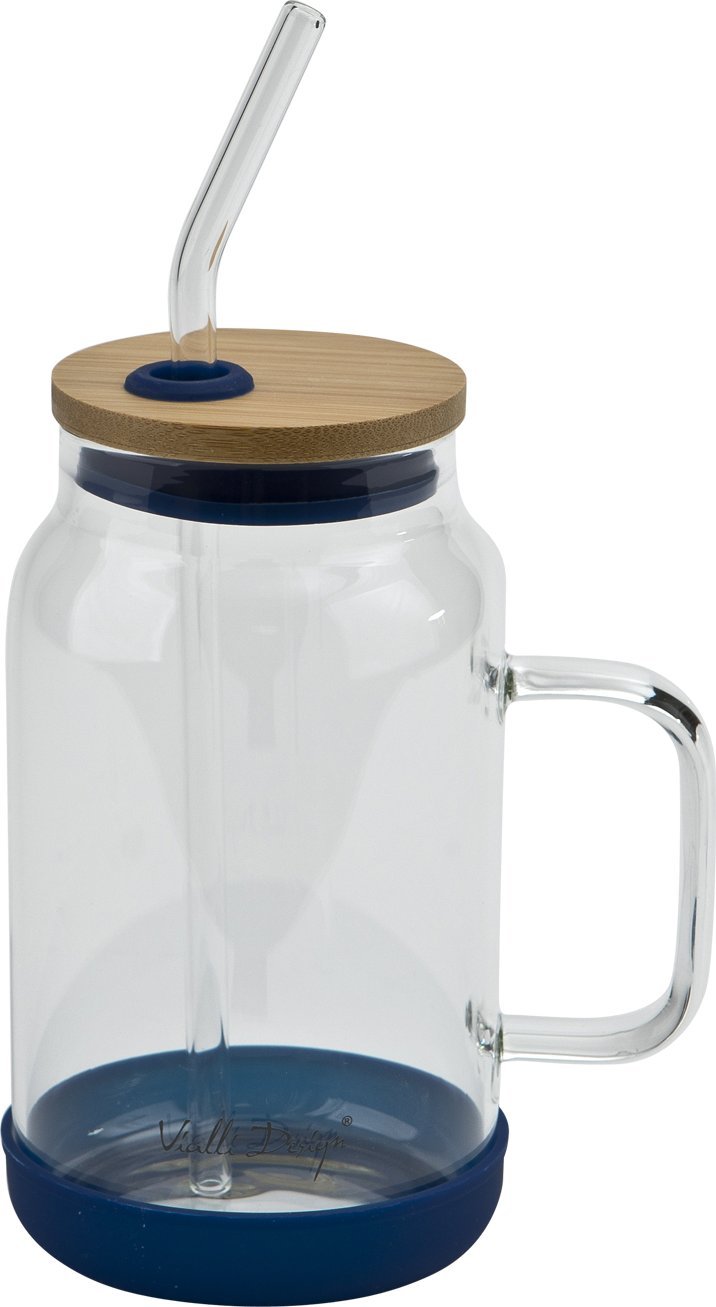 Vialli Design Słoik ze słomką 600 ml Fuori granatowy