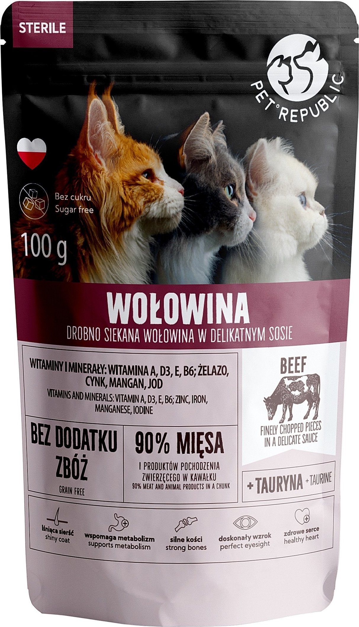 Pet Republic PET REPUBLIC KOT sasz.100g WOŁOWINA STERILE sos /24