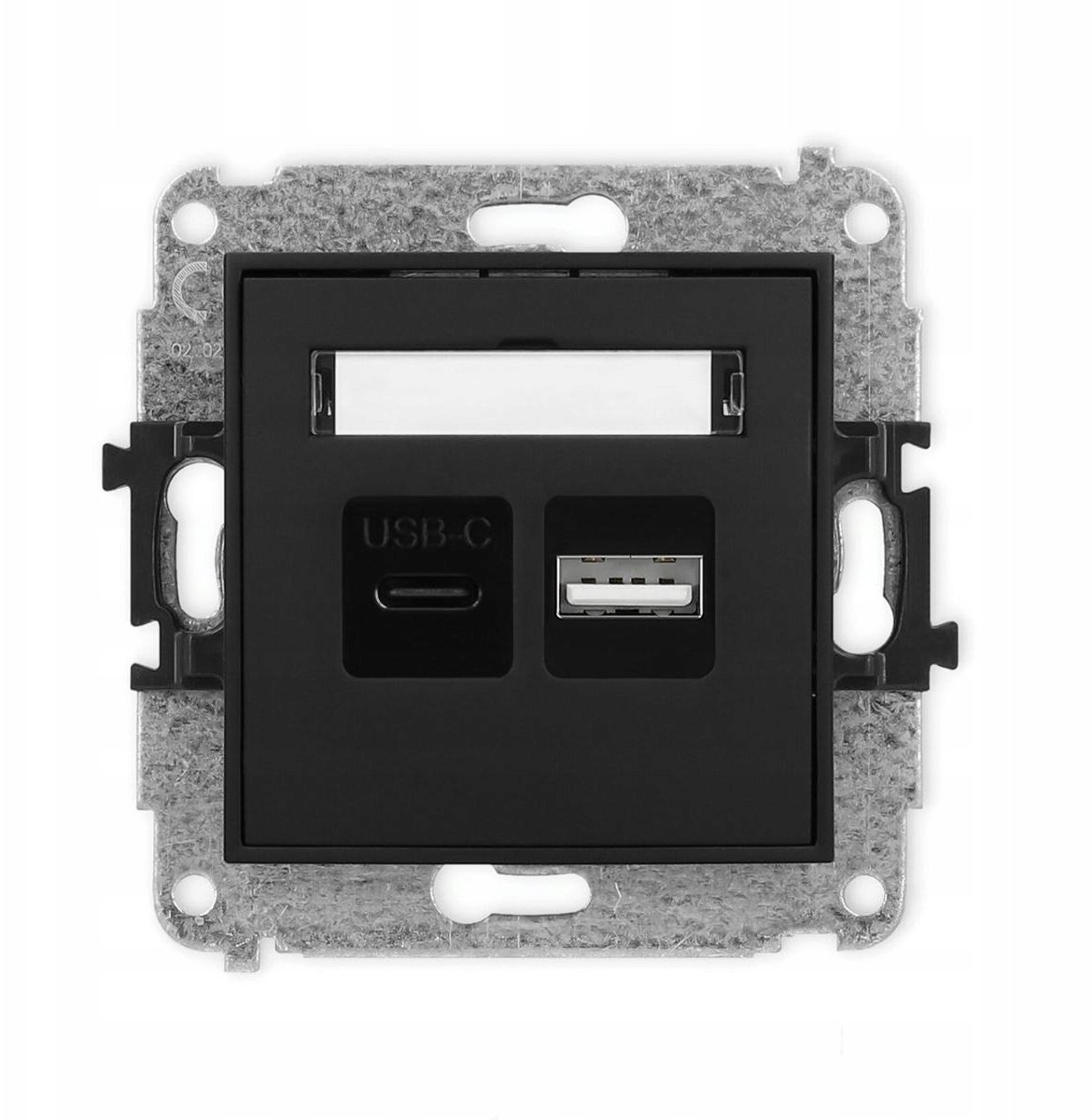 Ładowarka Karlik ICON Mechanizm ładowarki USB podwójny USB C + USB A, 20W max. matowy czarny 12ICUSB-8