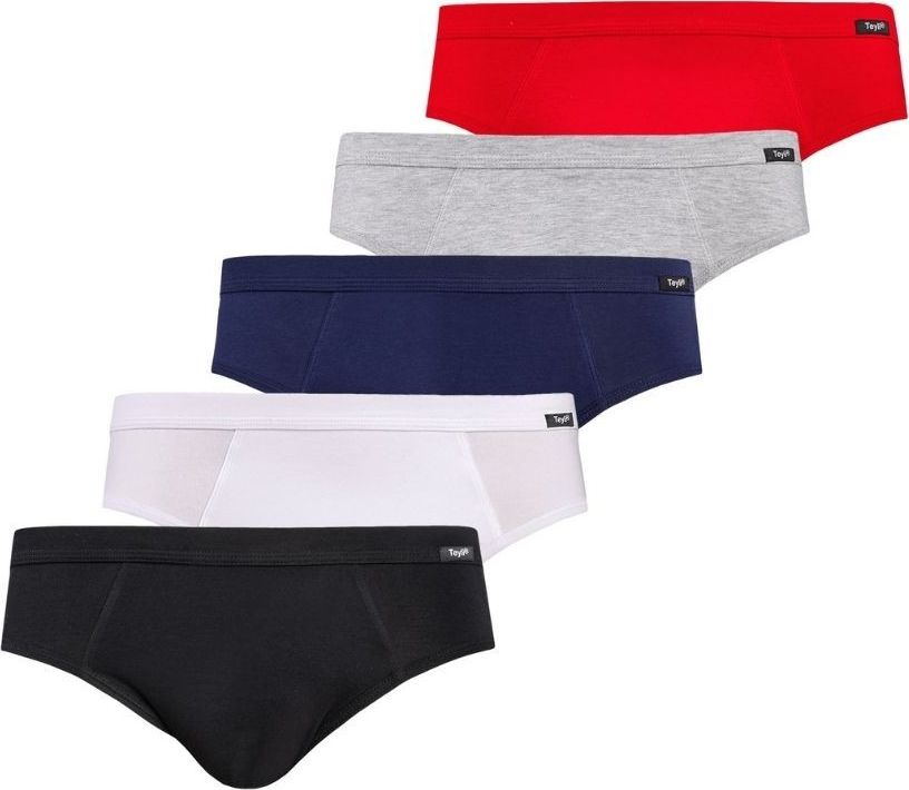 Teyli Pięciopak slipów męskich Toni S Czarny-biały-niebieski-szary-czerwony