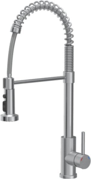 Bateria kuchenna Steiner ALICE SteelQ stalowa bateria kuchenna stal szczotkowana z funkcją prysznica oraz stop, wyciągana wylewka