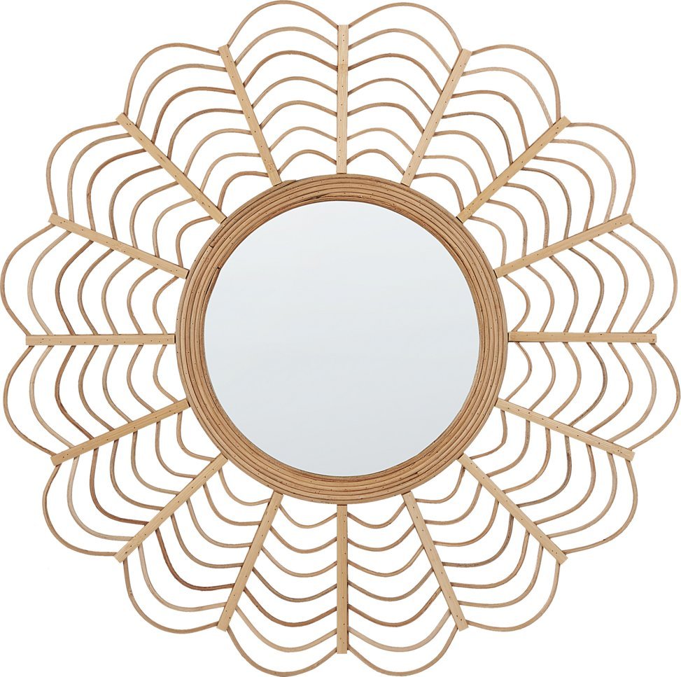Beliani Bambusowe okrągłe lustro ścienne słońce ⌀ 60 cm naturalne TUMBIT!