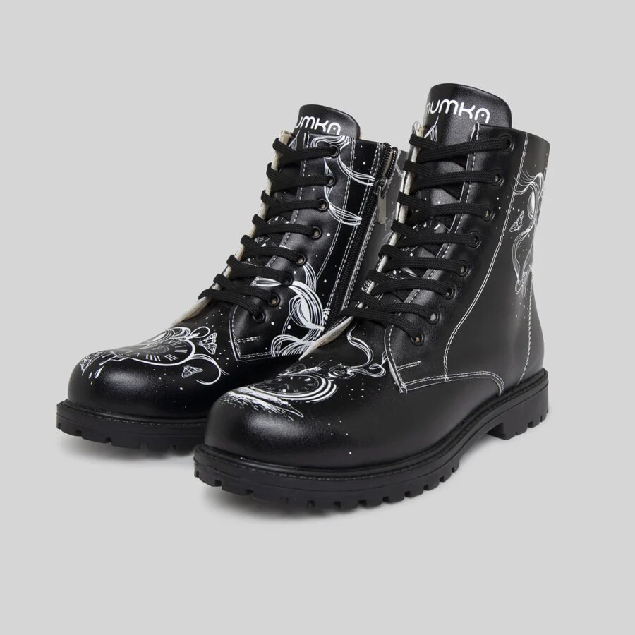 Mumka Shoes Botki traperki wegańskie w zegary czarne Mumka-38
