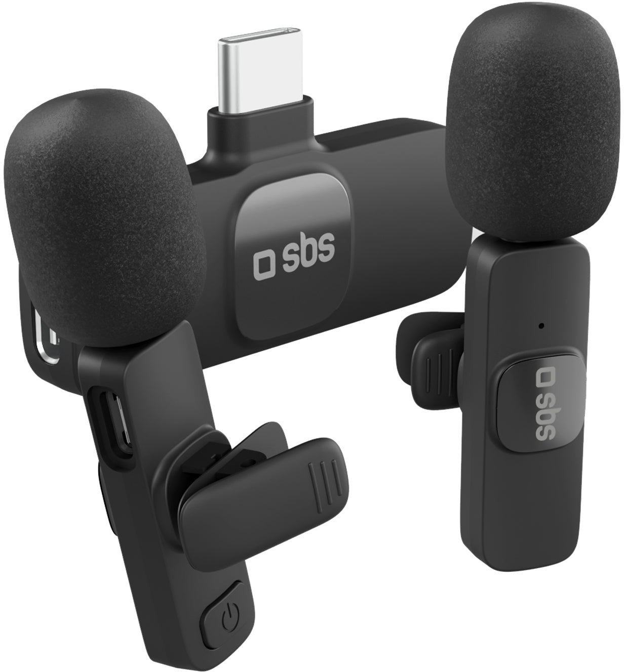 Mikrofony krawatowe SBS z odbiornikiem USB-C 2szt. - czarne