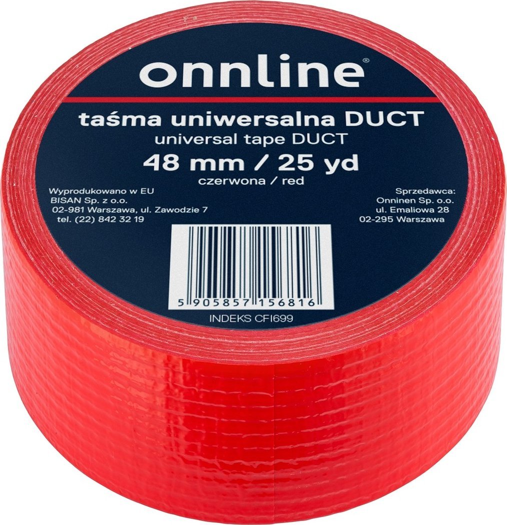 Onnline Taśma ONNLINE do otulin DUCT 48mm/25YD czerwona
