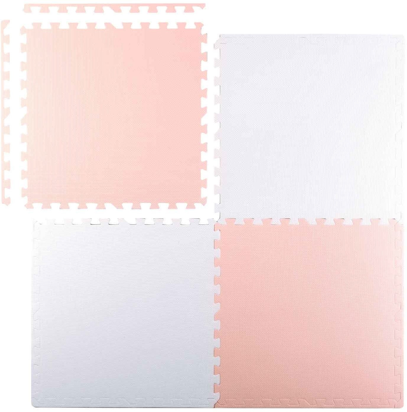 Duża mata piankowa puzzle Ricokids 60x60 cm 4 szt. brzoskwiniowo-biała