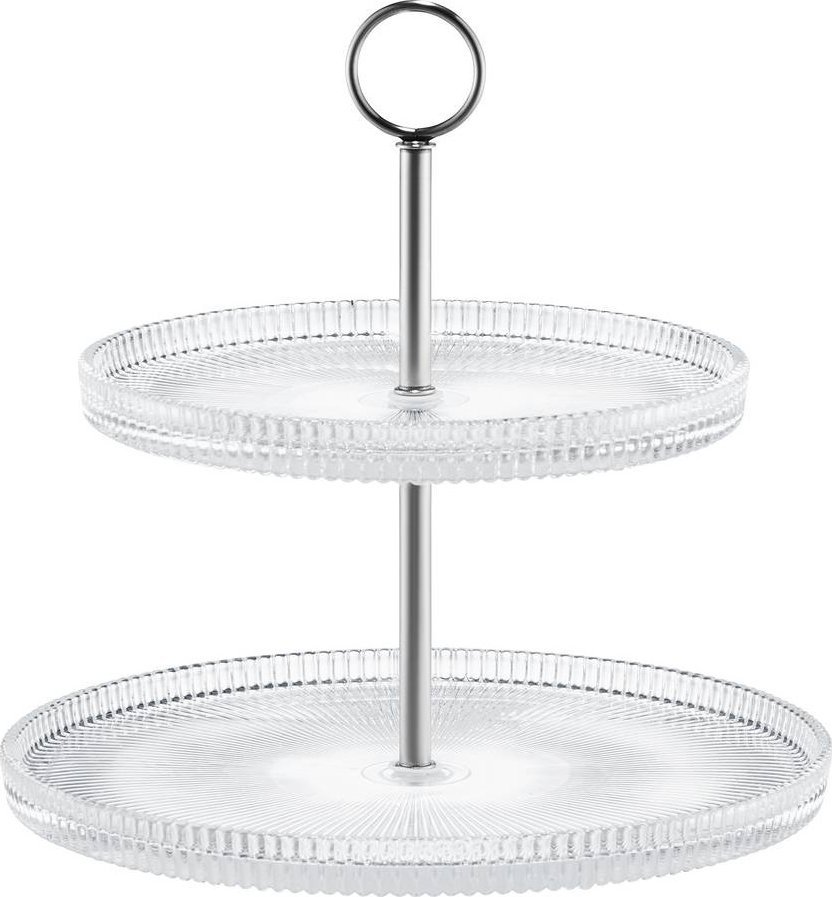 Patera dwupoziomowa 24 cm Curly srebrna AMBITION