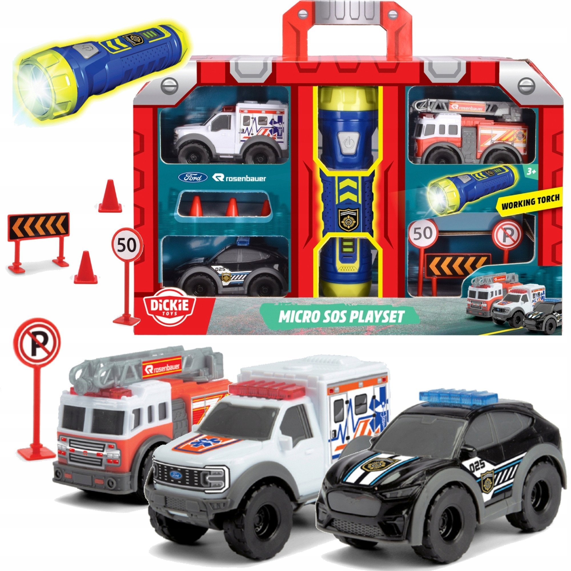 Dickie SOS zestaw 3pojazdy z latarką 371-4024