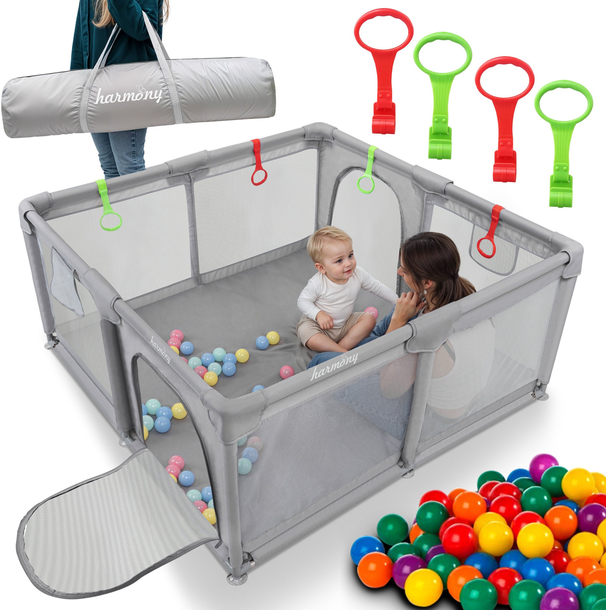 King Kids KOJEC DZIECIĘCY 140x140 cm PLAC ZABAW SUCHY BASEN UCHWYTY I 50 PIŁEK