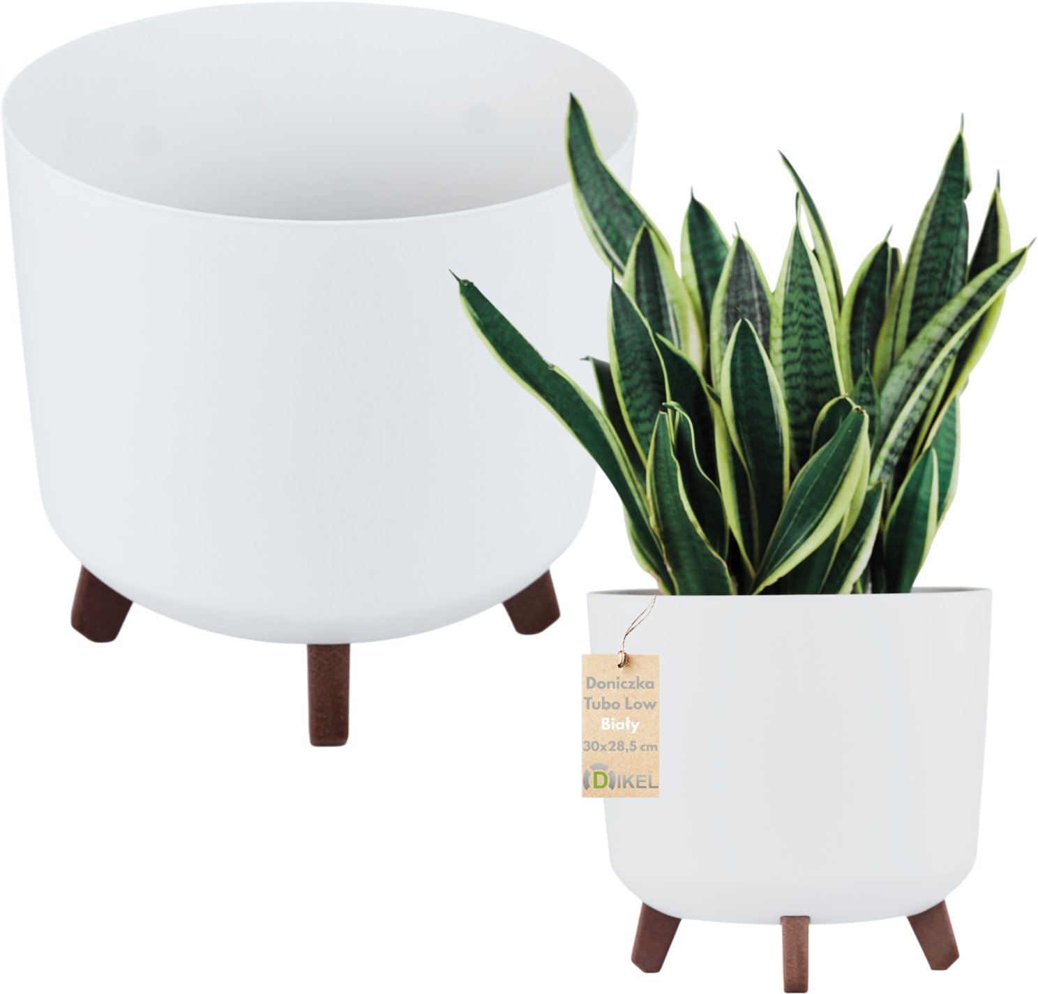 Dikel Doniczka okrągła na nóżkach 30x28,5cm Donica plastikowa z nóżkami