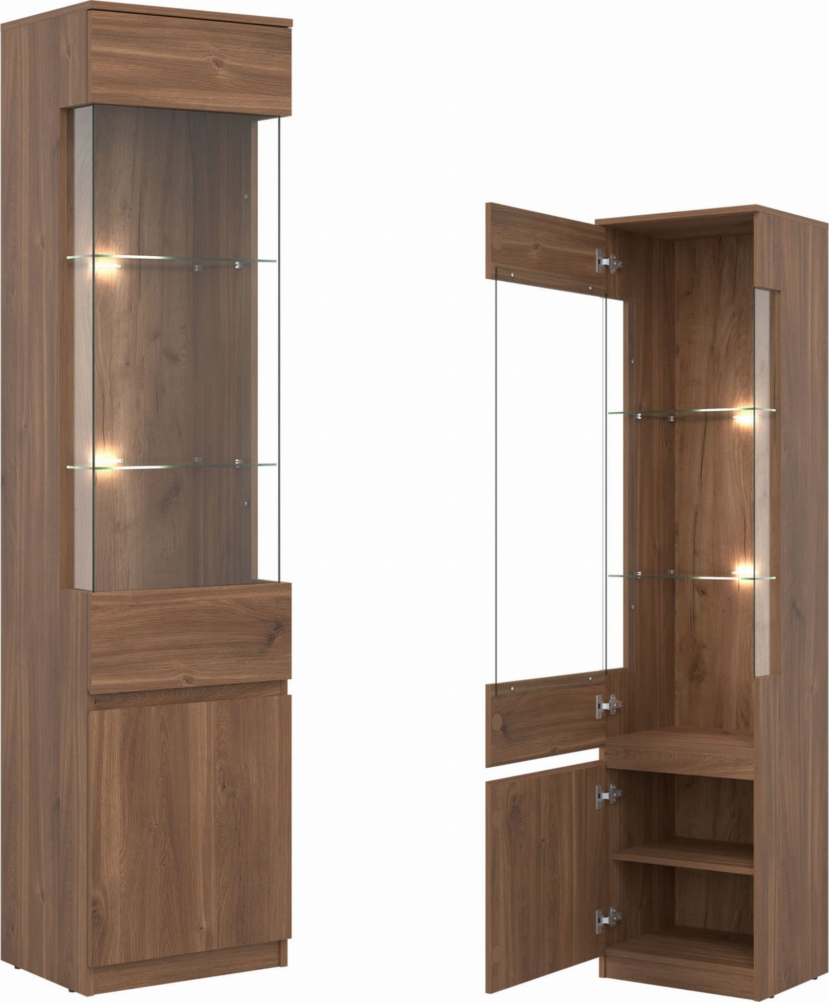 BogFran Witryna L/P Gablota szklana dąb Castello REMI RM07