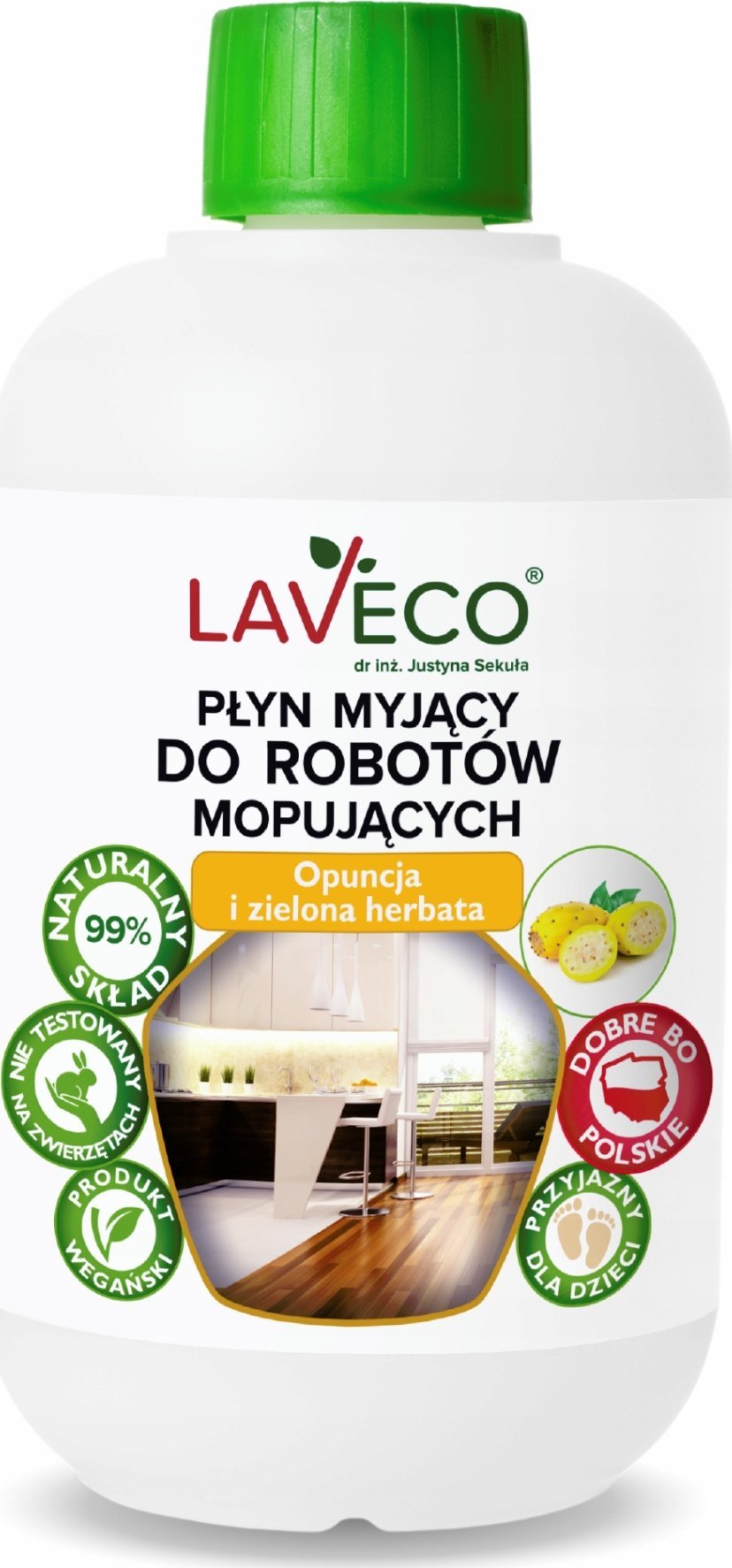 LAVECO Naturalny płyn myjący do robotów mopujących - opuncja i zielona herbata - 0,5 l