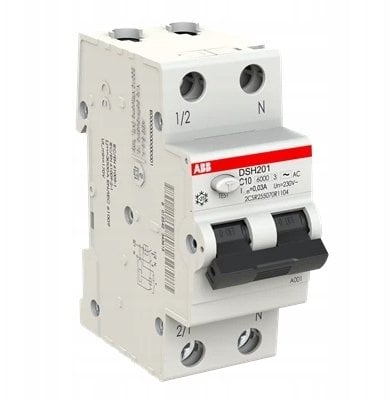 Wyłącznik różnicowo-nadprądowy 1P+N char. C 10A 6kA 30mA AC bezzwłoczny DSH201 C10 AC30 2CSR255070R1104