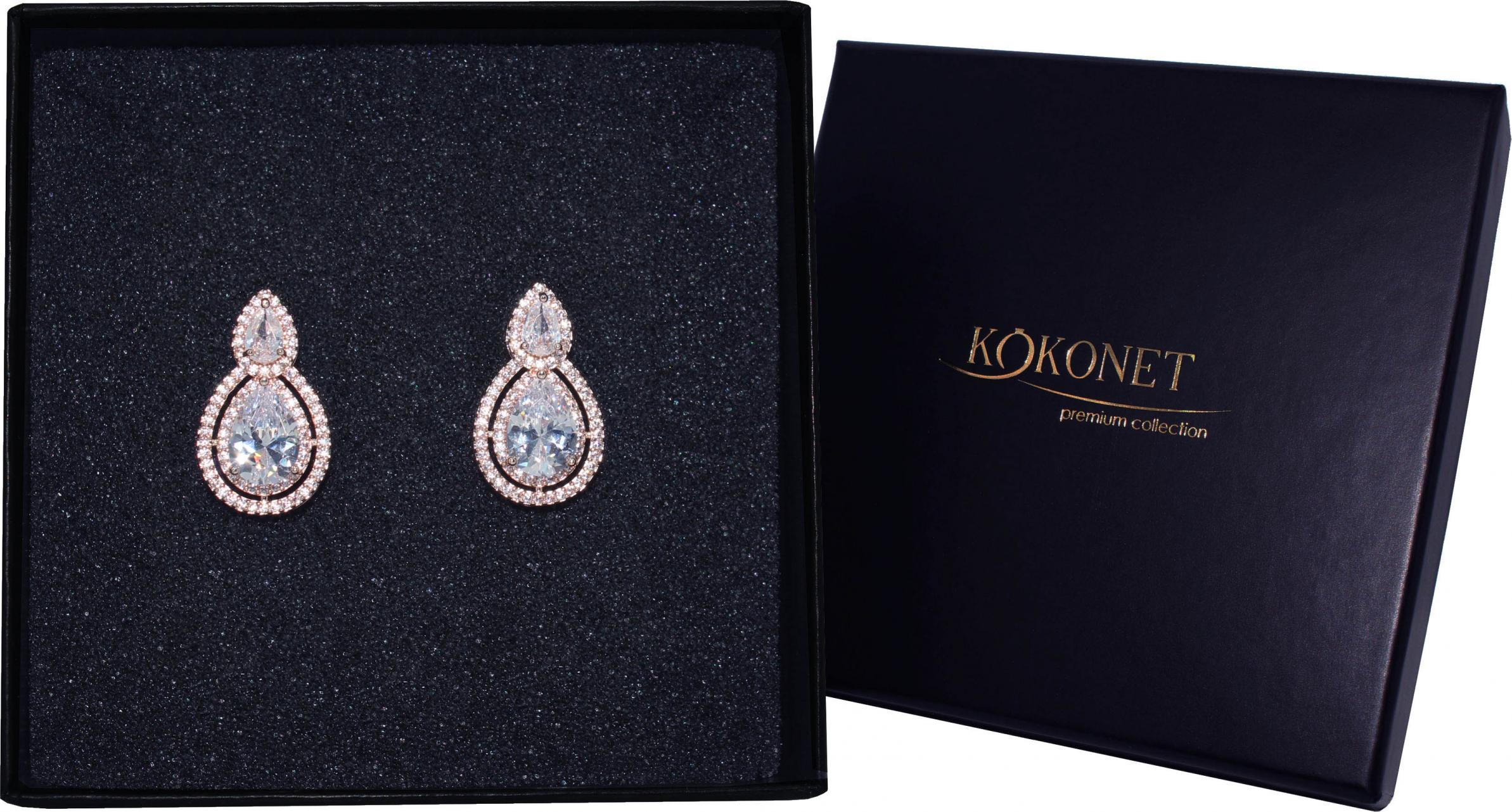 KOKONET Kolczyki przy uchu eleganckie ślubne łezki ROSE