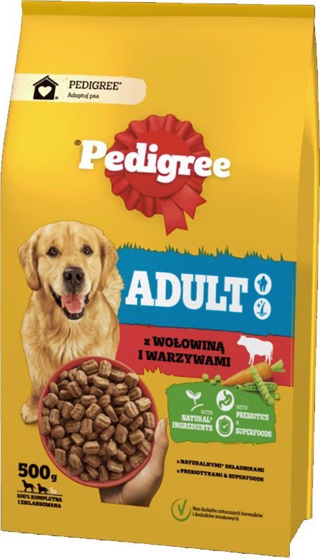 Pedigree Pedigree Adult z Wołowiną i Warzywami, Średnie i Duże Rasy 500 g