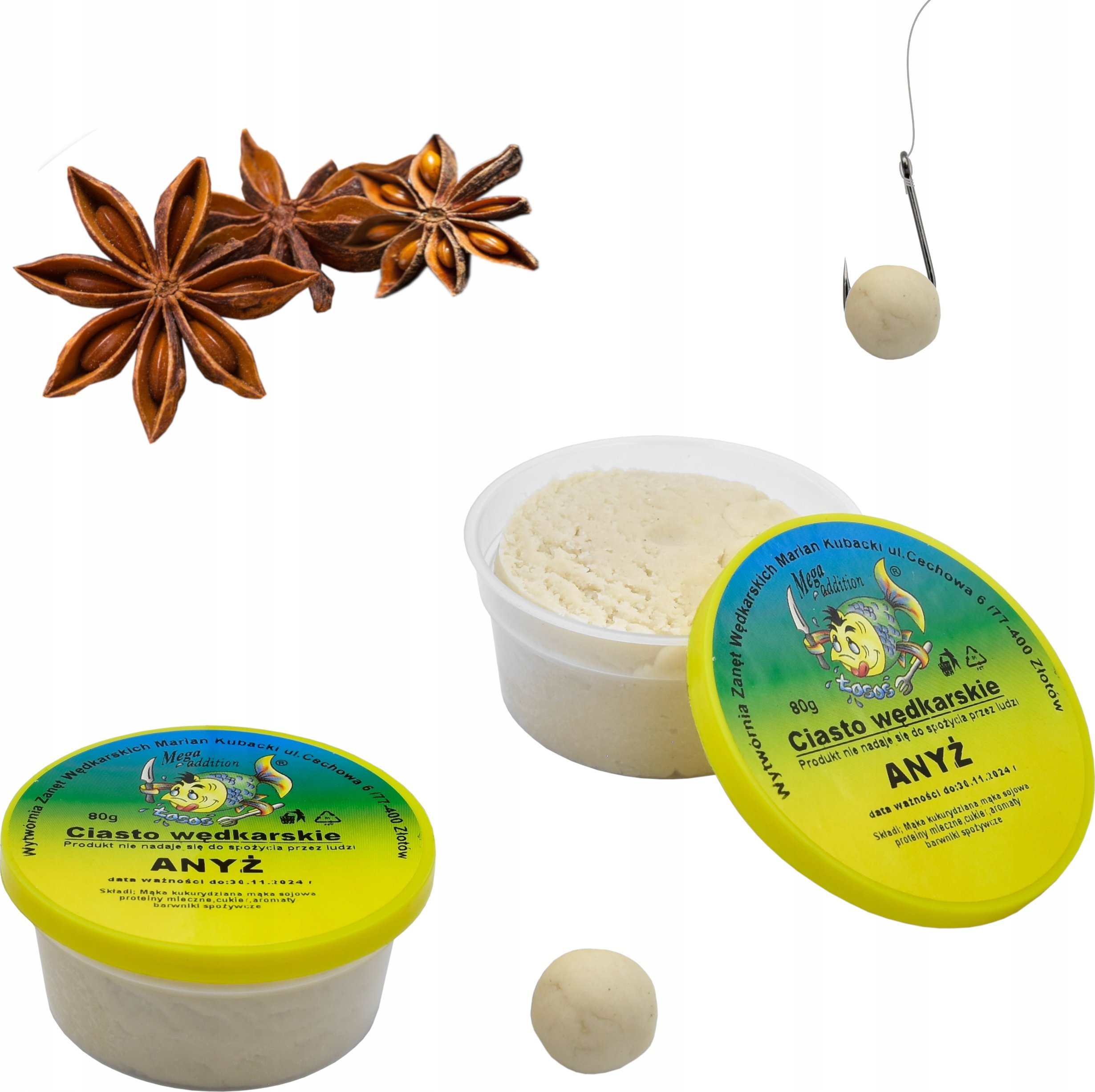 Wytwórnia Zanęt Wędkarskich Gotowe Proteinowe CIASTO WĘDKARSKIE 80 g ANYŻ