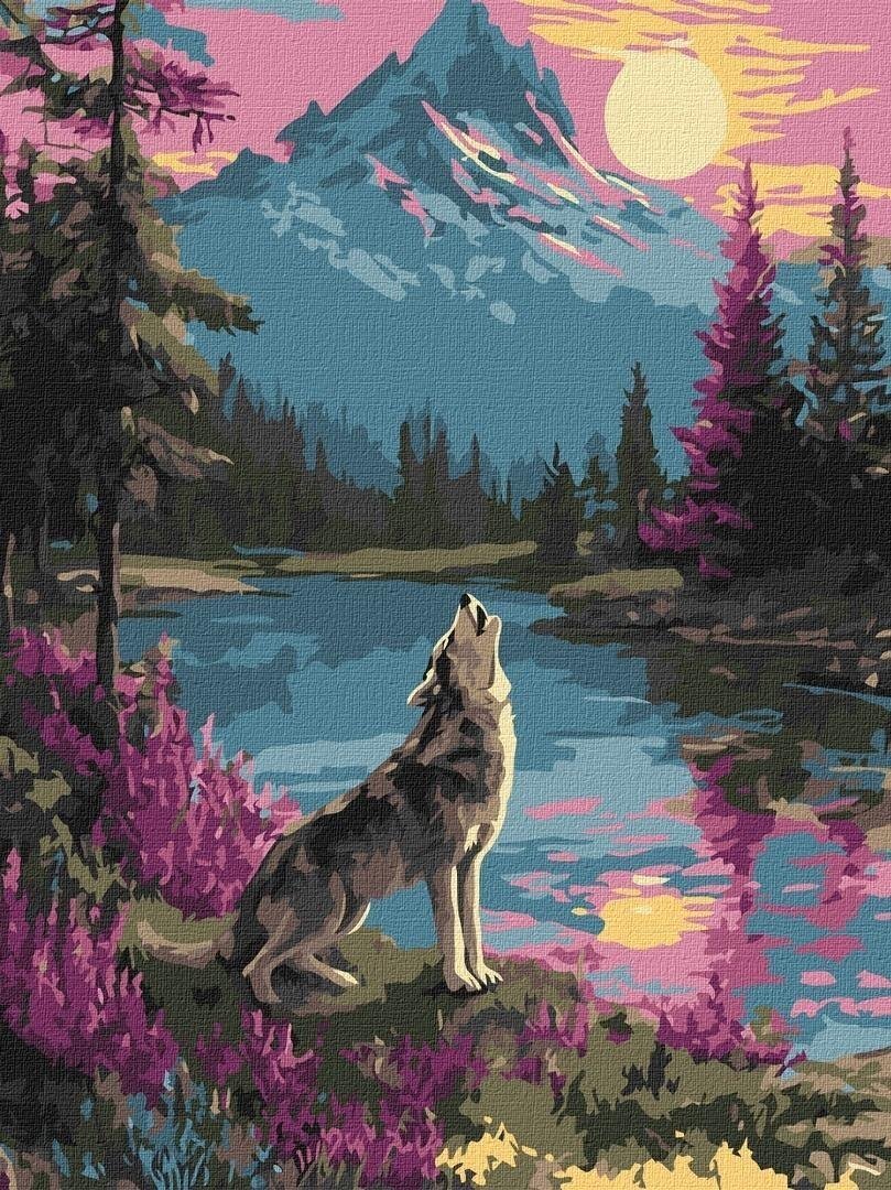 Malowanie po numerach - Samotny wilk 30x40cm