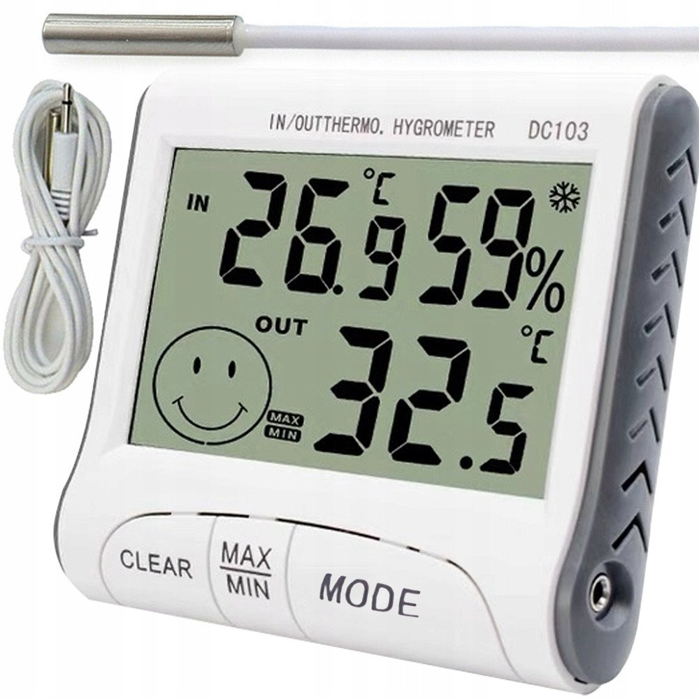 CYFROWY HIGROMETR TERMOMETR STACJA POGODY + SONDA