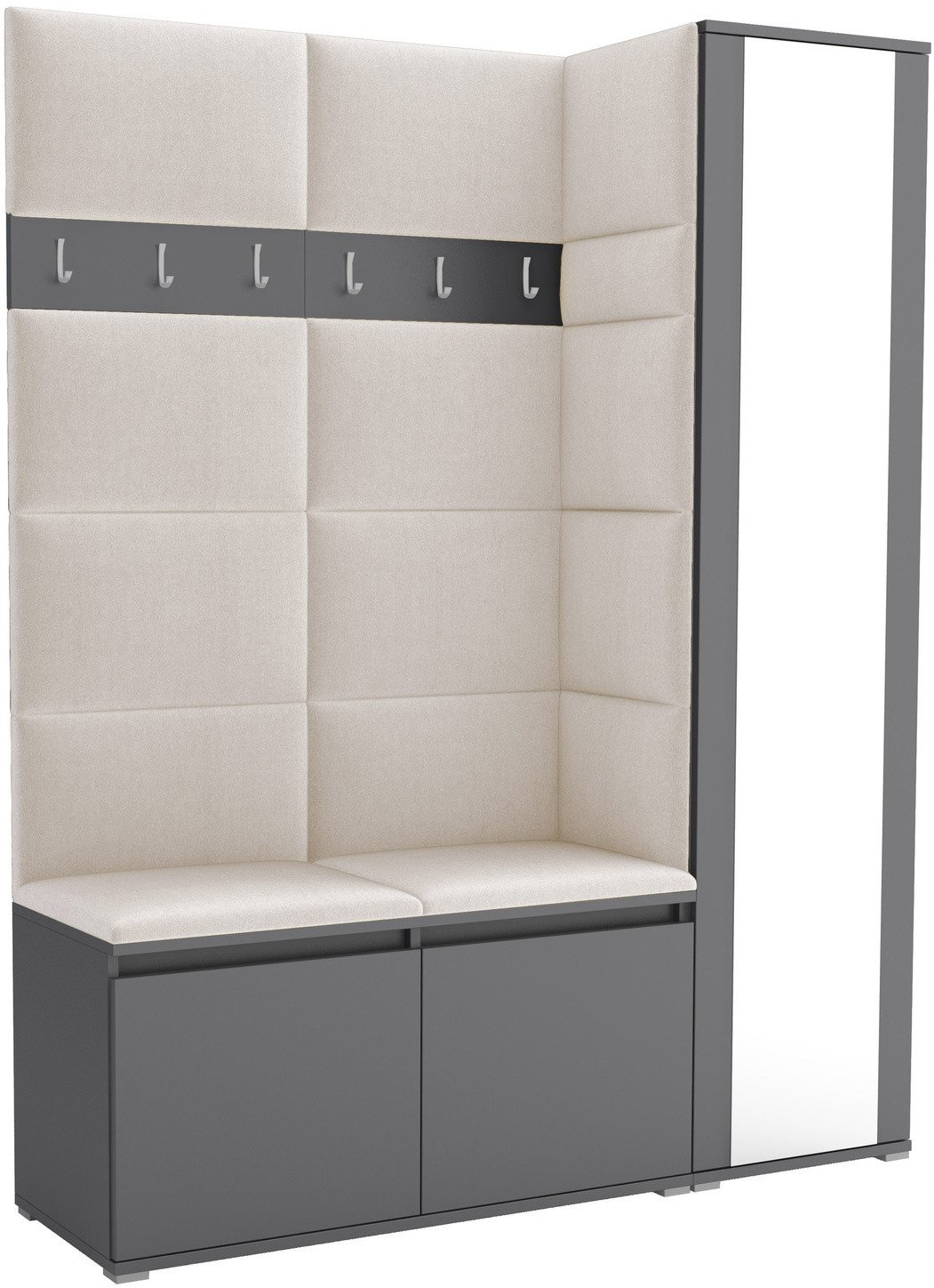 Tapicerowana garderoba Noris VII z lustrem - kolor antracyt + tkanina Trinity 01