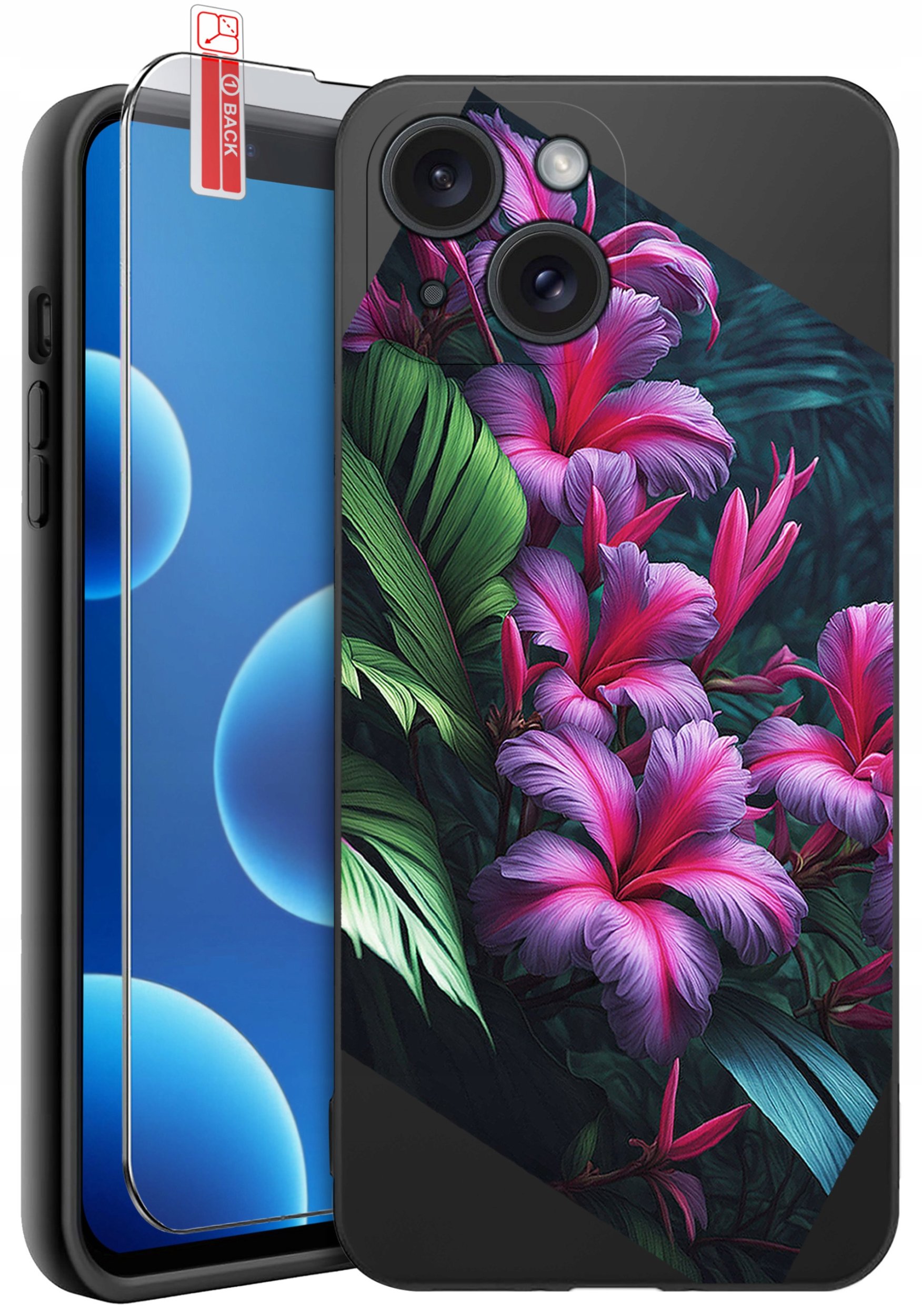 ETUI do iPhone 13 | 14 | WZORY | SILIKONOWE MATT CASE + SZKŁO 9H