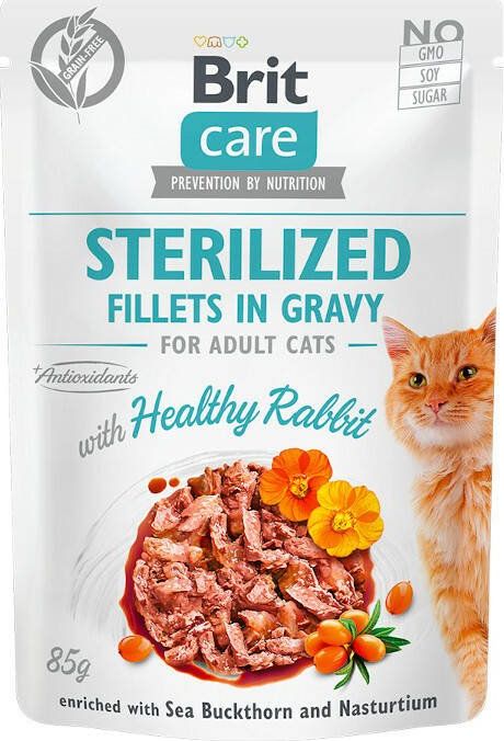 Brit Brit Care Cat Pouch Sterilised - filety z kurczakiem w sosie, mokra karma dla kota, saszetka 85g uniwersalny