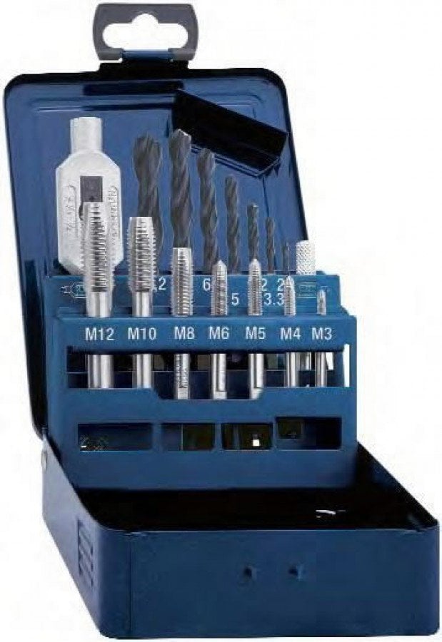Zestaw gwintowników i narzynek 33el. (M3-M12) metalowa walizka