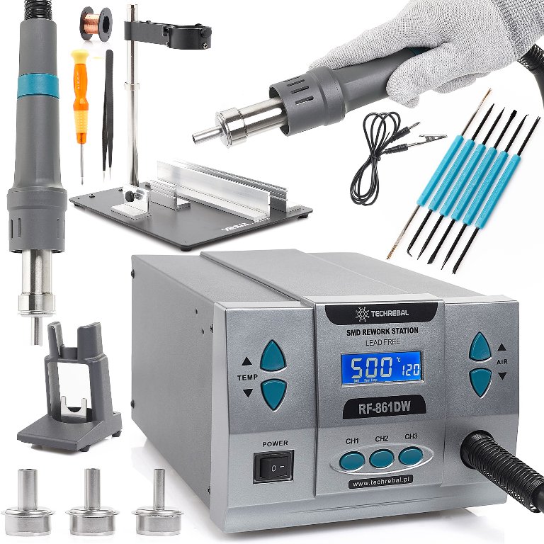 Precyzyjna Stacja Lutownicza Hot-Air Techrebal RF-861DW 1000W Uchwyt Kolba