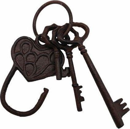 Tajemniczy ogród Dekoracja pęk kluczyz sercem uniwersalny