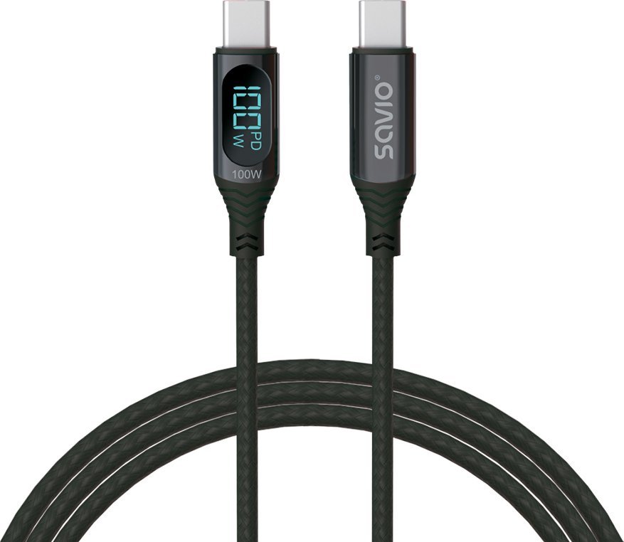 Kabel USB Savio USB-C - USB-C 1 m Czarny (SAVKABELCL-174)