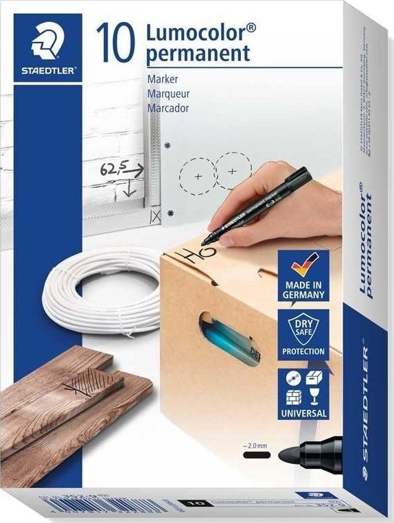 Staedtler STAEDTLER Marker Lumocolor perm schwarz 10 Stück