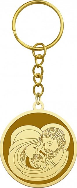 Radziszewska Jewellery Brelok do Kluczy Pozłacany Święta Rodzina 925 Prezent Srebro GRAWER GRATIS