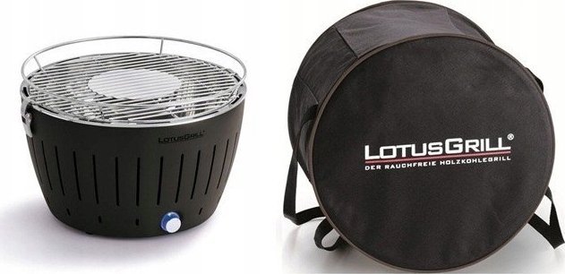 LotusGrill Grill turystyczny Węglowy Mini 26 cm x 26 cm antracyt + pokrowiec