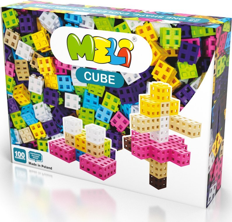 Komplet klocków konstrukcyjnych - Meli Cube Pink 100 el.