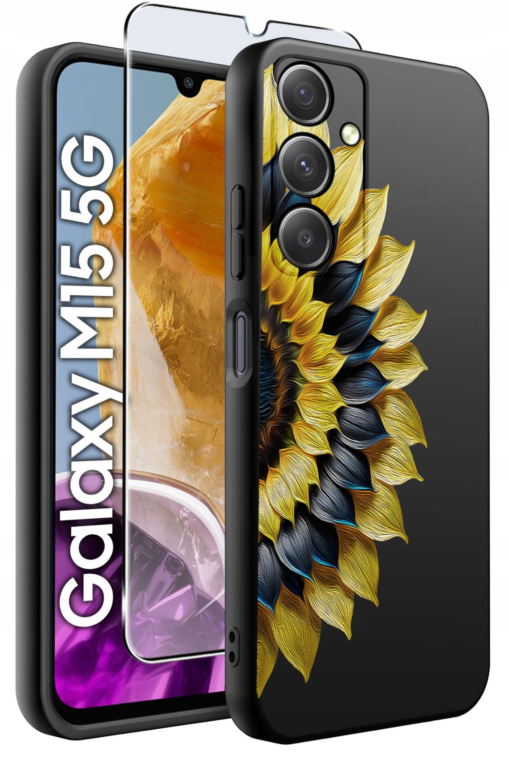 ETUI do Samsung M15 5G WZORY | SILIKONOWE MATT CASE + SZKŁO HARTOWANE 9H