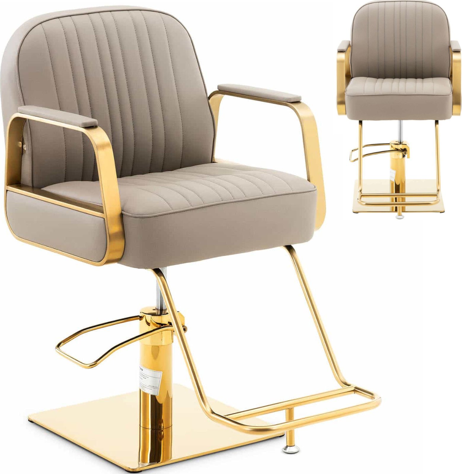 Physa Fotel fryzjerski barberski kosmetyczny z podnóżkiem Physa STAUNTON - szary ze złotem Fotel fryzjerski barberski kosmetyczny z podnóżkiem Physa S